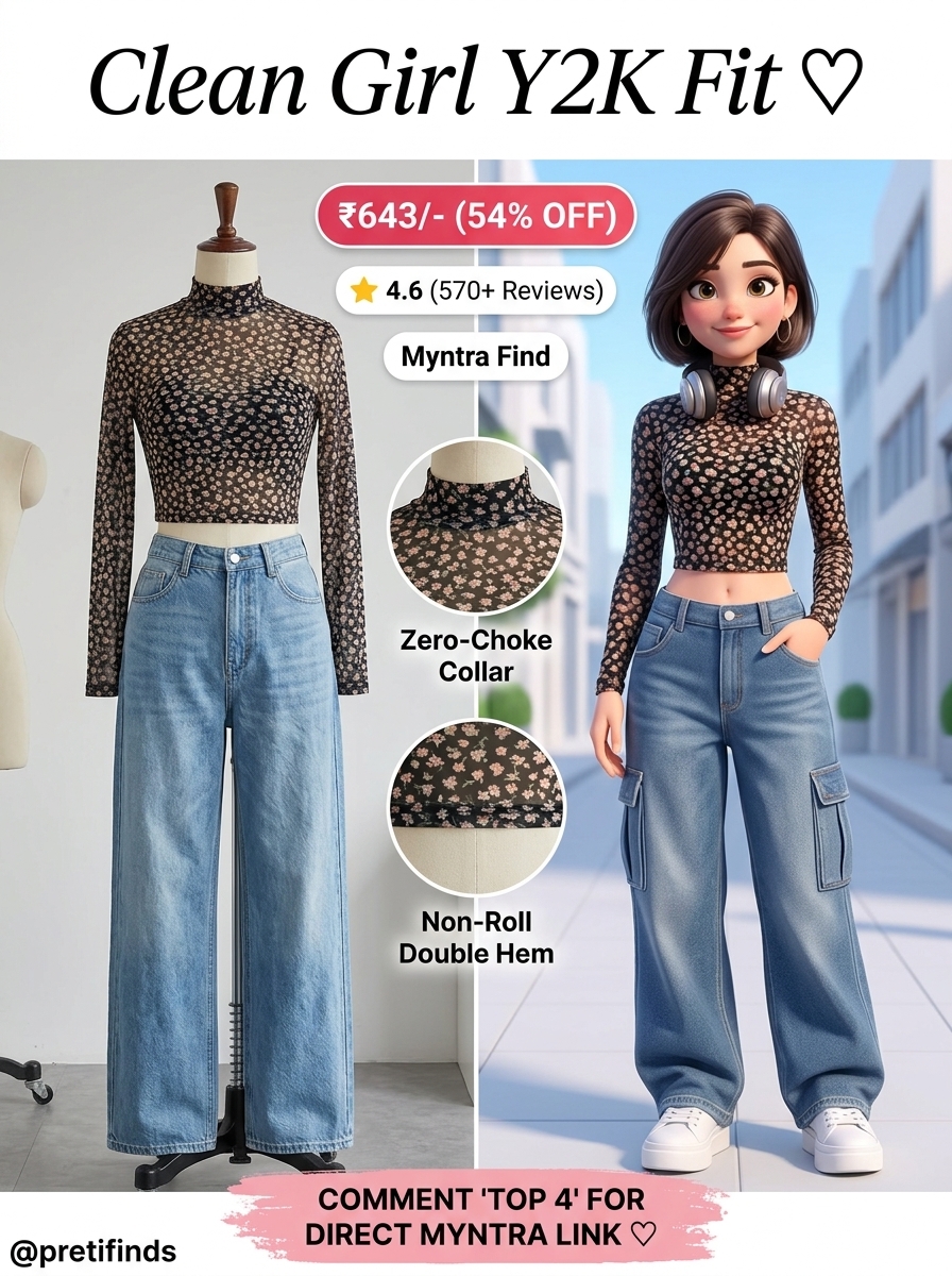 Stylecast X Slyck Floral High Neck Regular Sleeves Fitted Crop Top