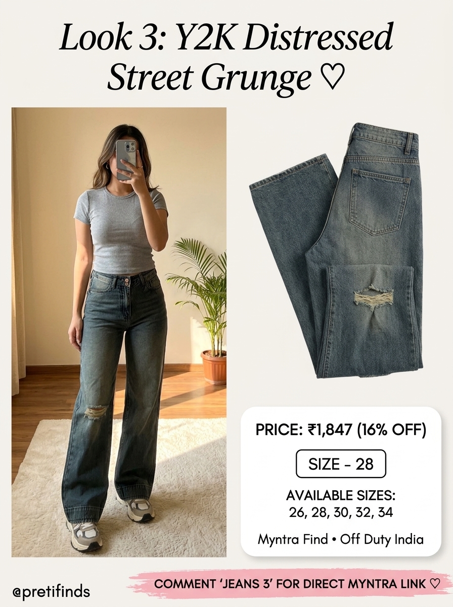 Off Duty India Women High-Rise Mildly Distressed Baggy Jeans