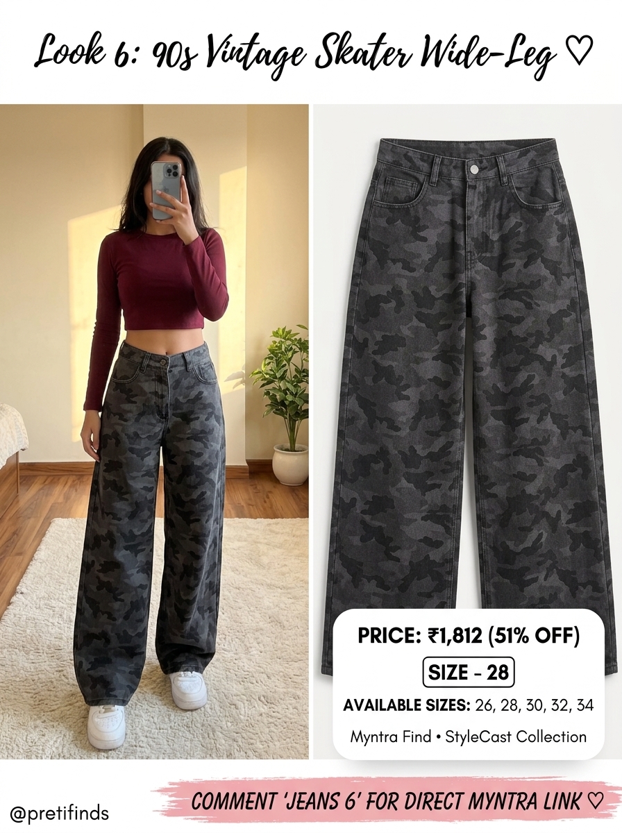 StyleCast Women Wide Leg Retro Baggy Jeans