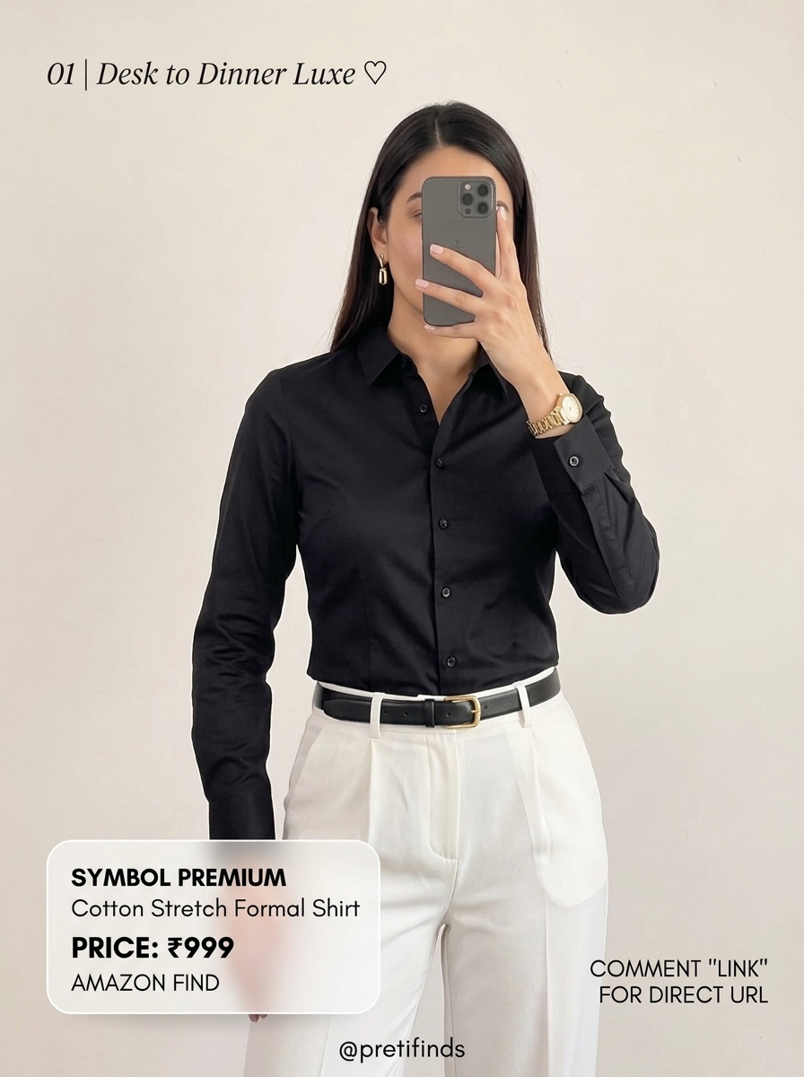 Symbol Premium Women Cotton Stretch Formal Shirt (Black)