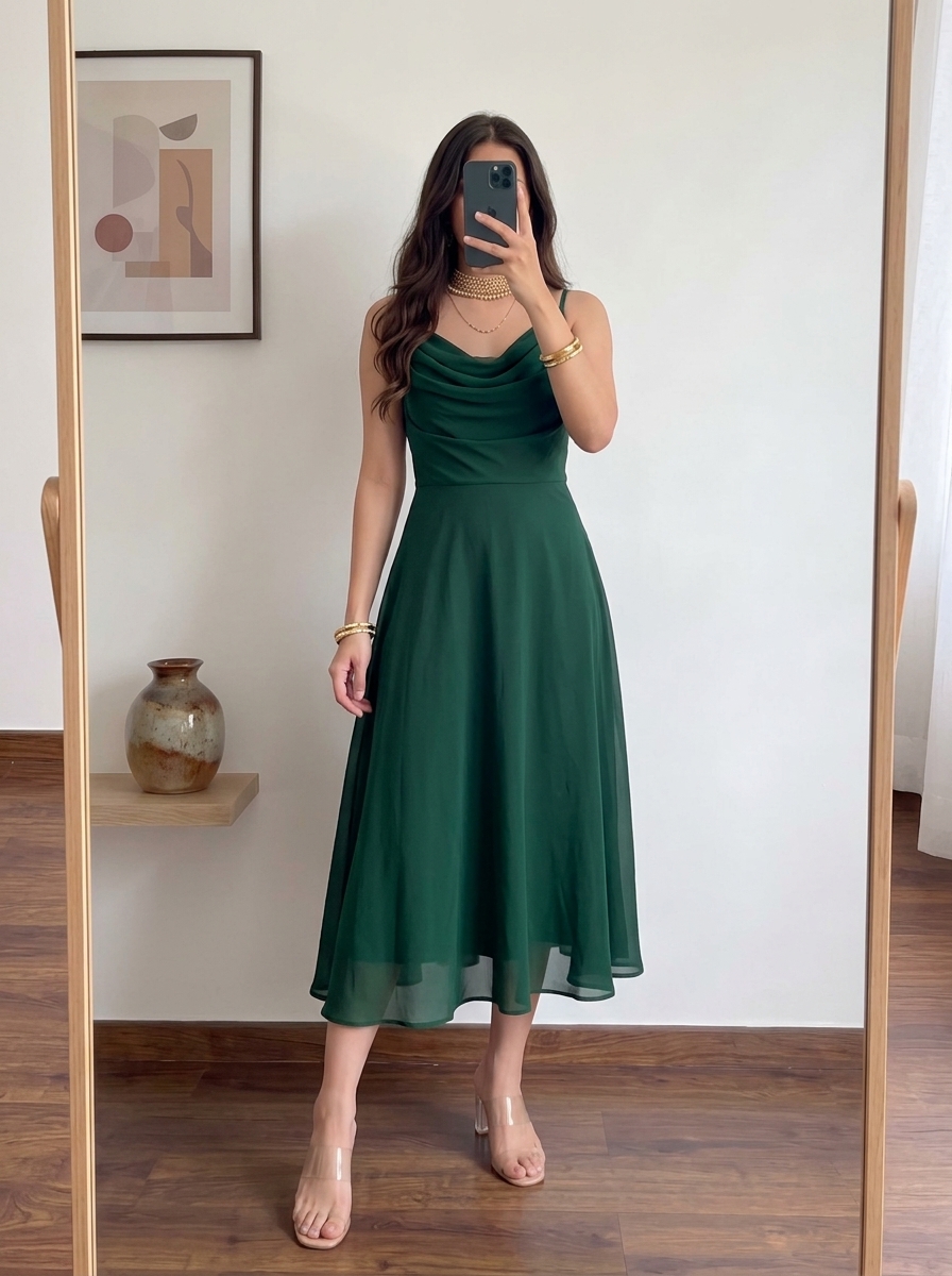 aayu Women Georgette Fit & Flare Midi Dress