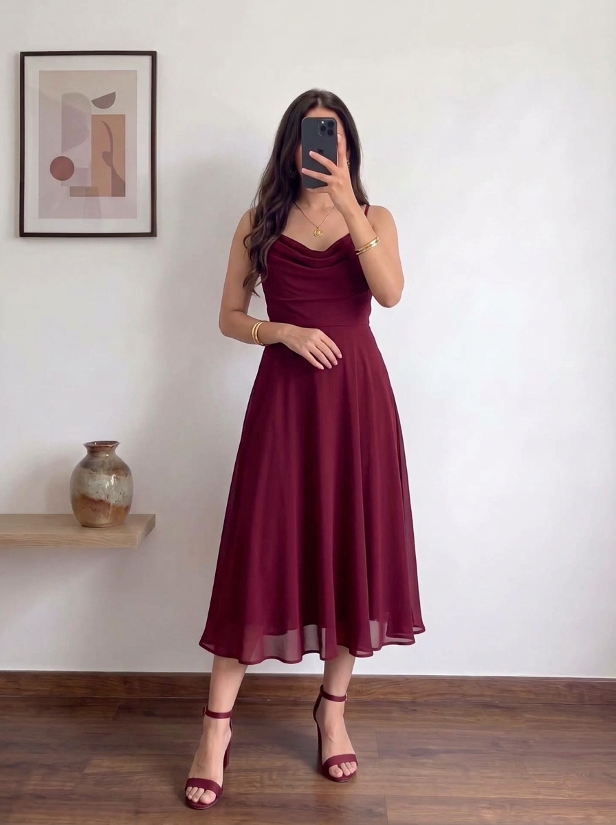 aayu Women Georgette Fit & Flare Midi Dress
